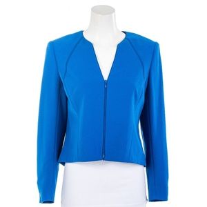 Lafayette 148 V Neck Zip Blazer Jacket Size 8